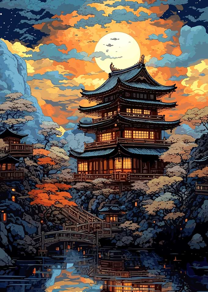 Moon Japanese Landscape