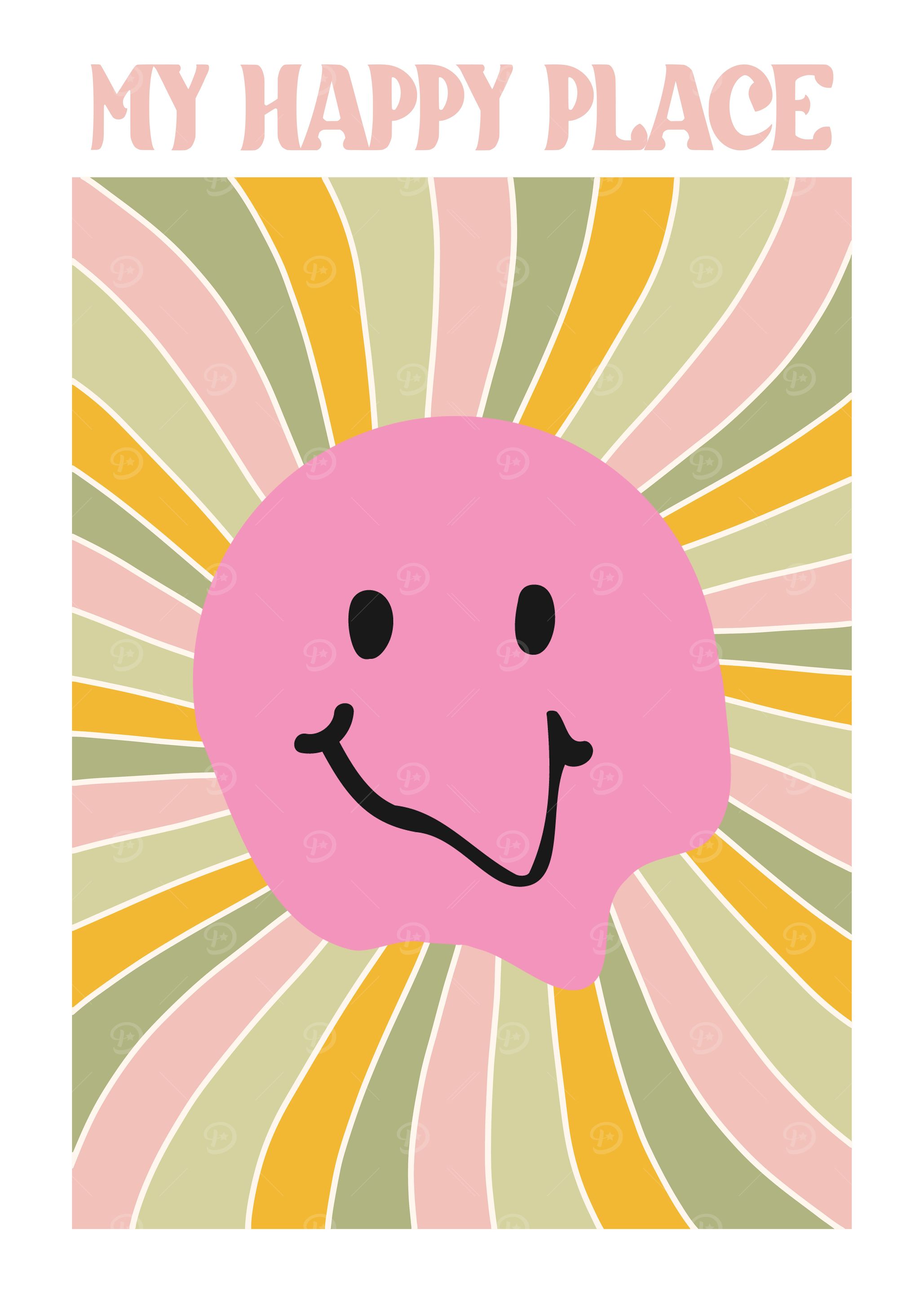 My happy place pink smiley