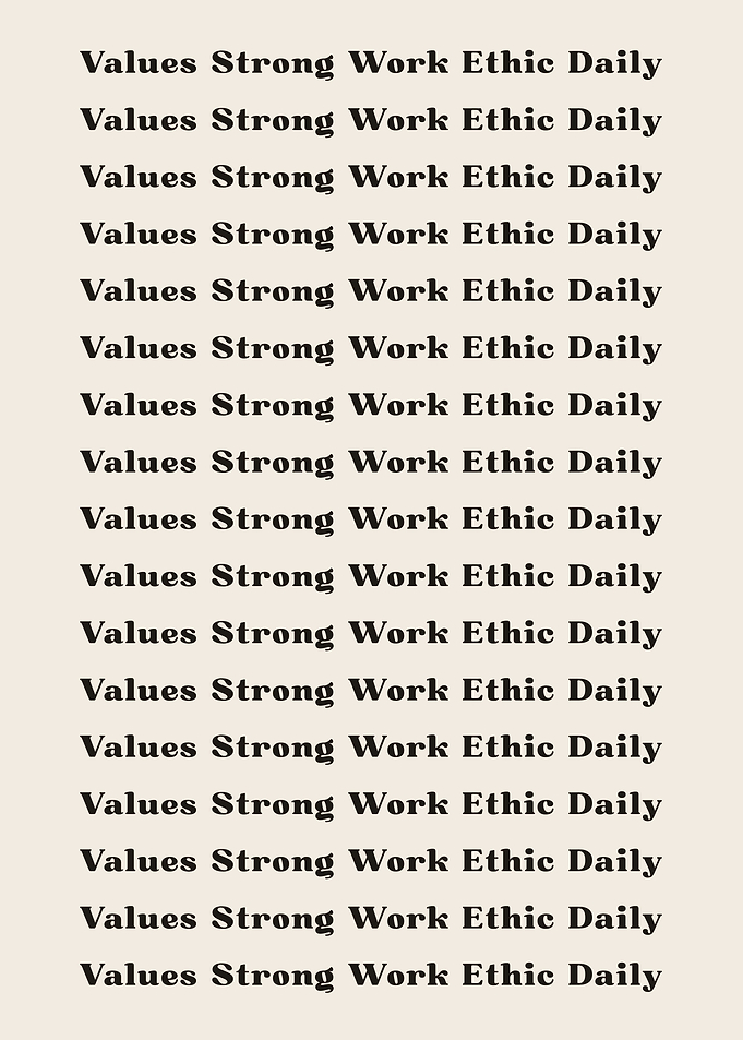 Values Strong Work Ethic