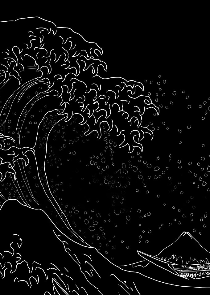 Kanagawa wave black white