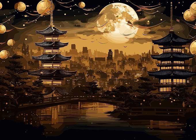 Moon Japanese Landscape