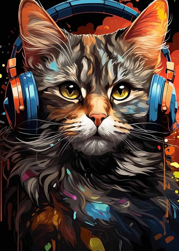cartoon fat cat gamer pop