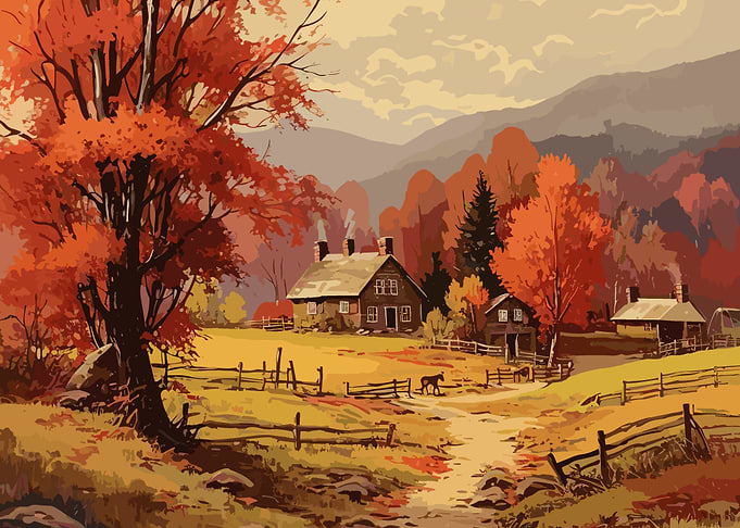 Vintage Fall Landscape