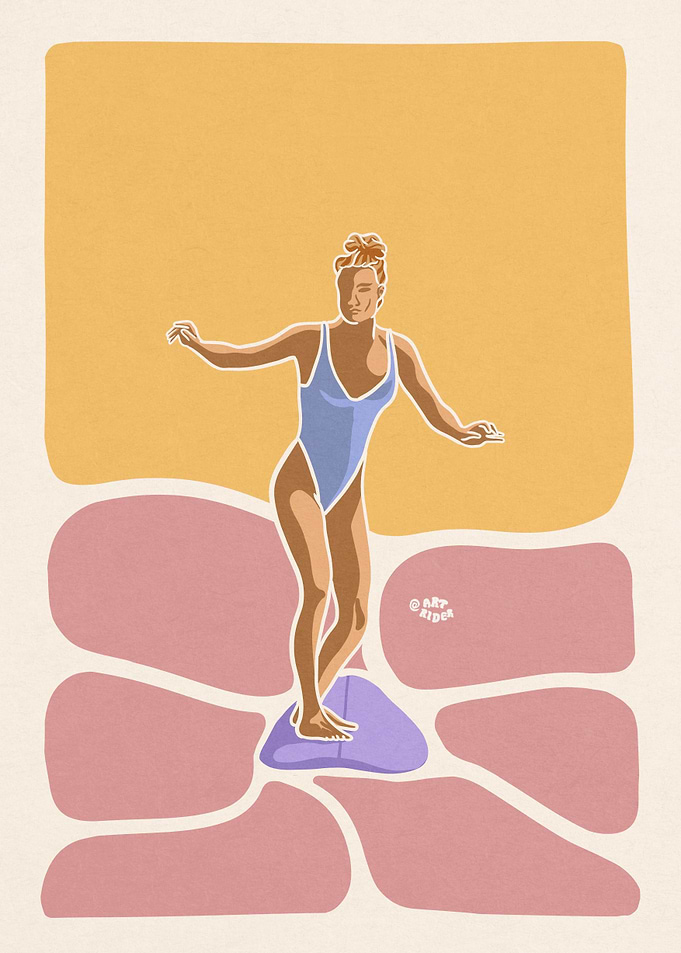 Long board surf girl