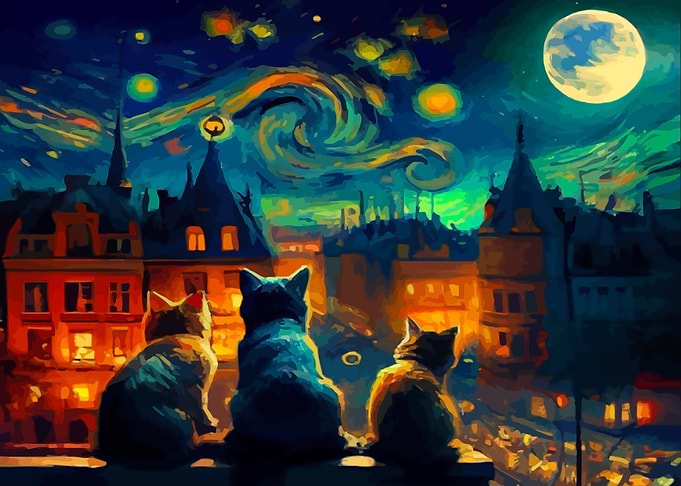 Starry Night Cat