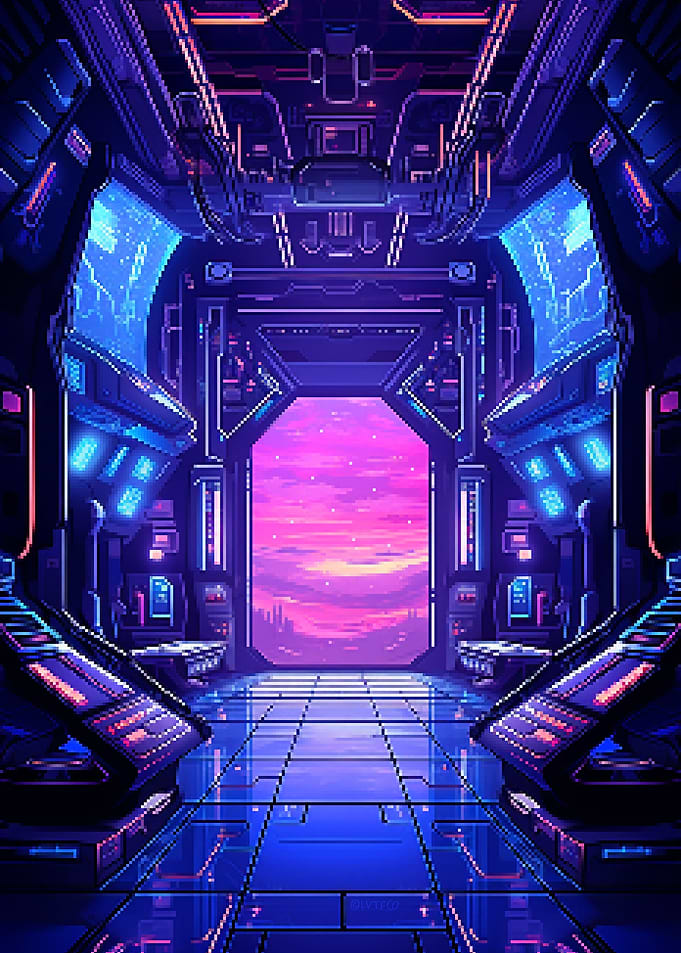 Synthwave Spaceship Pixel