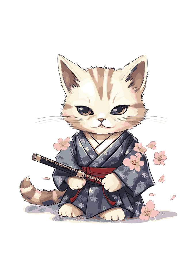 cat samurai japan