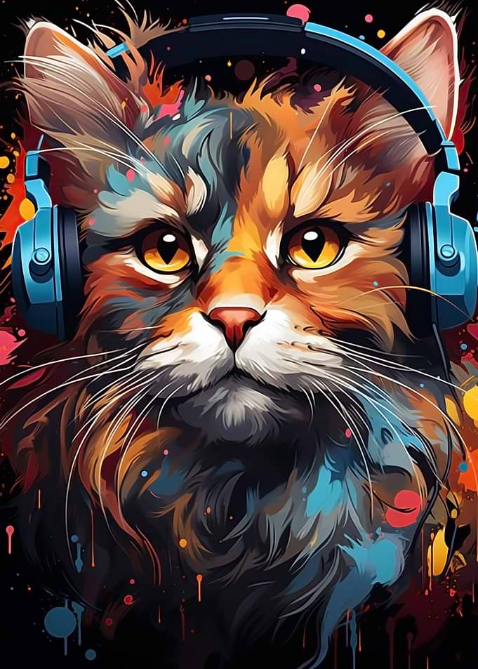 cartoon fat cat gamer pop