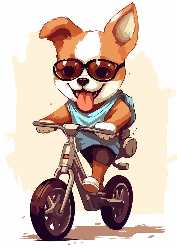 Dog Riding Illustration