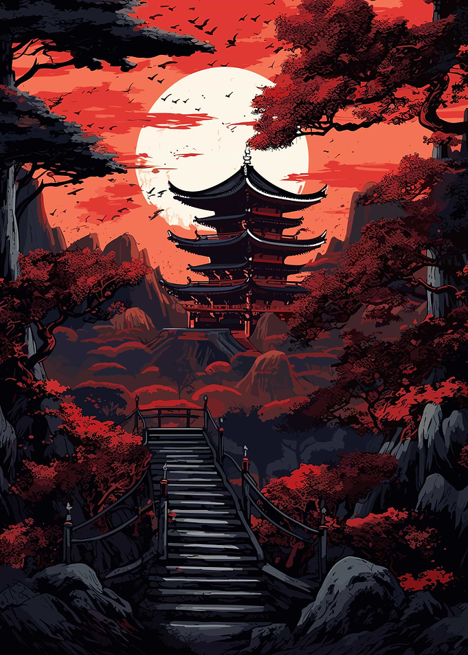 Japanese Red Black Art