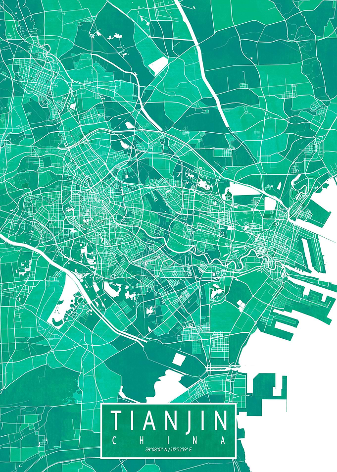 Tianjin Map Watercolor