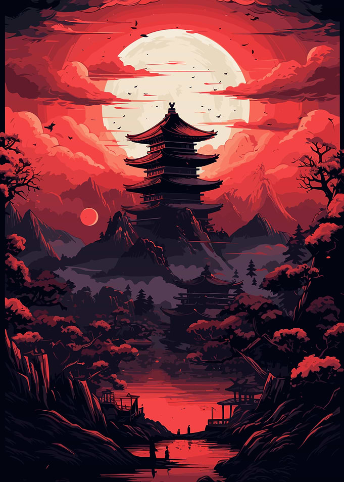 Japanese Red Black Art
