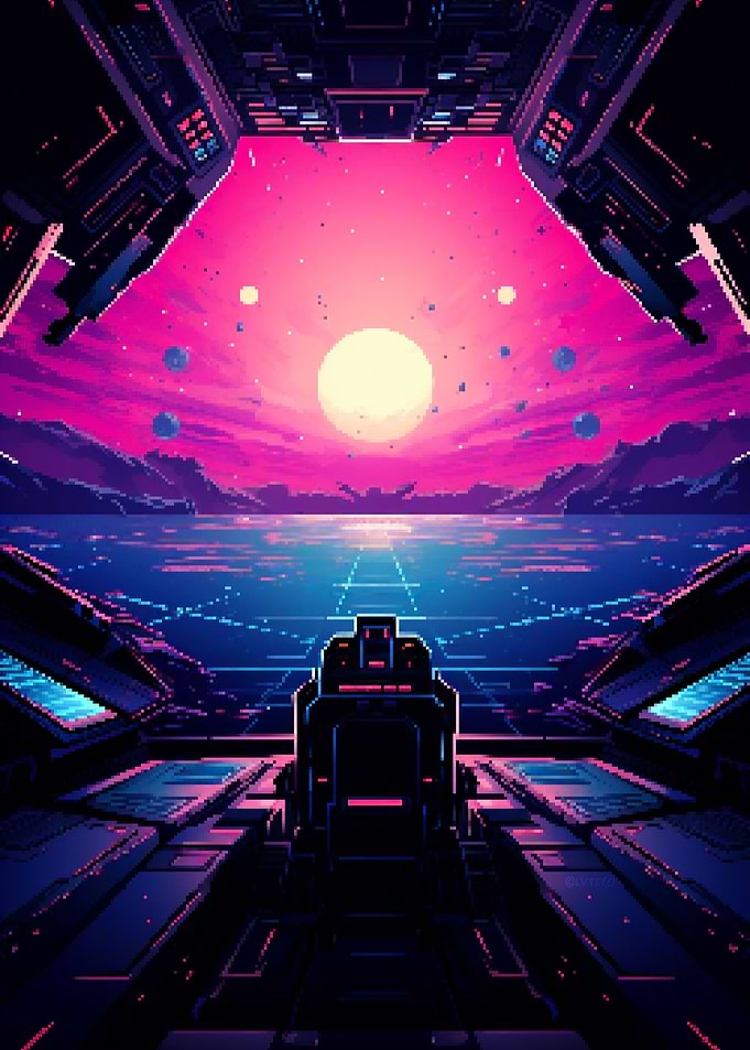 80s Spaceship Pixel Art