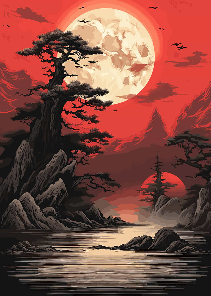 Japanese Red Black Art