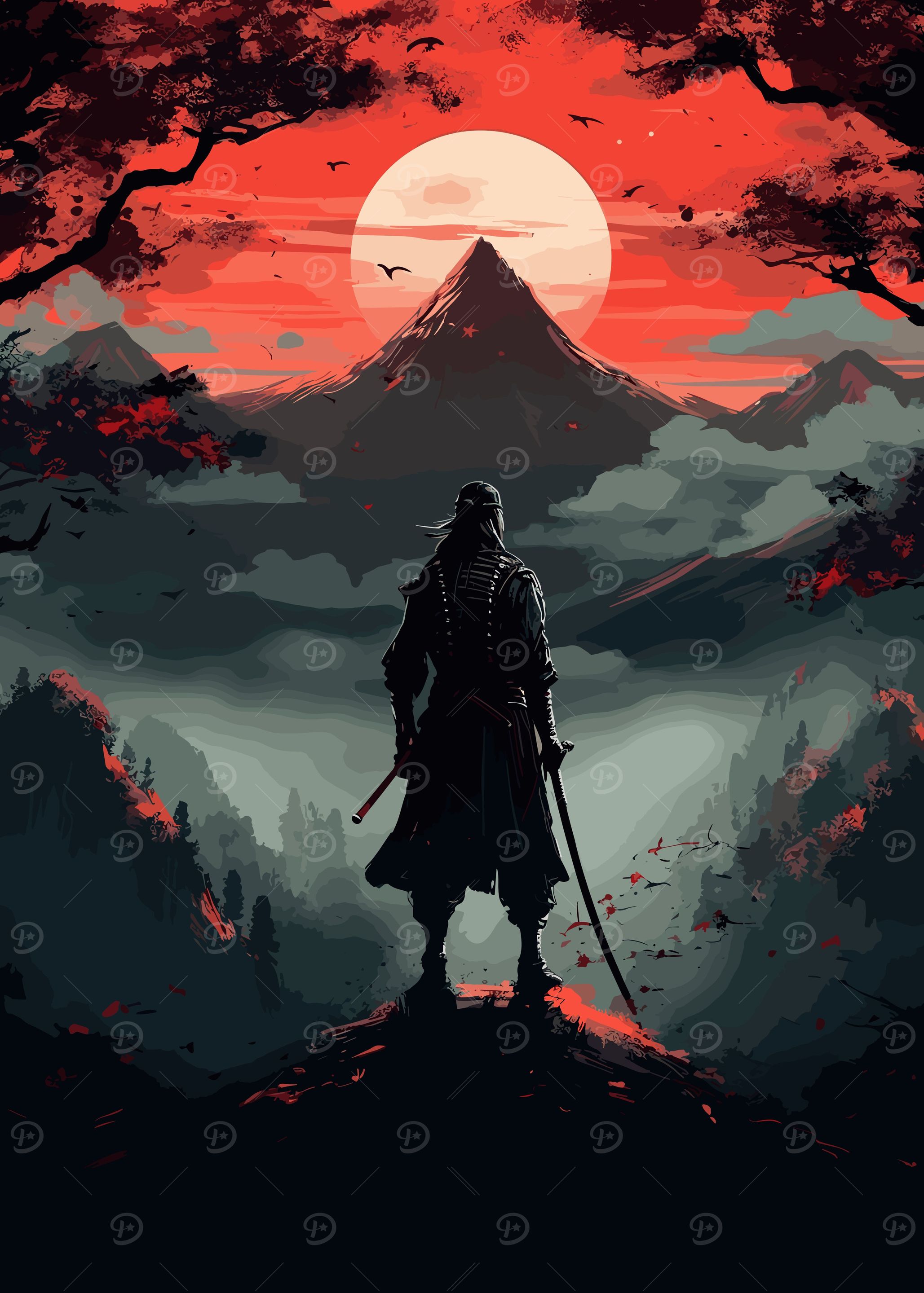 Japanese Red Black Art