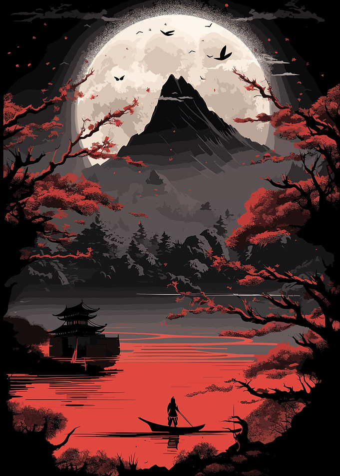 Japanese Red Black Art