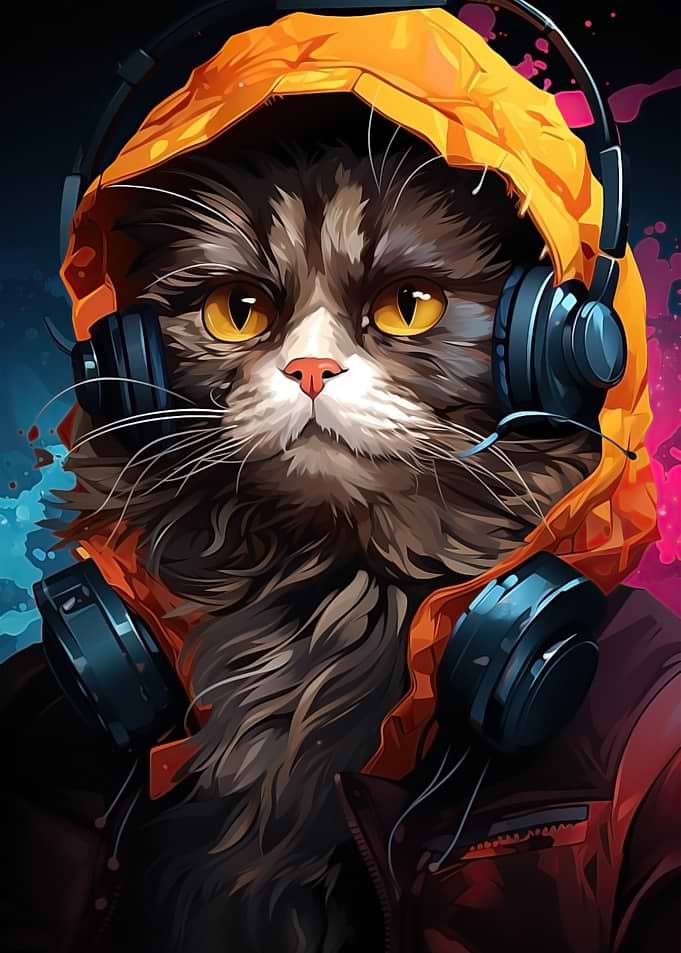 cartoon fat cat gamer pop