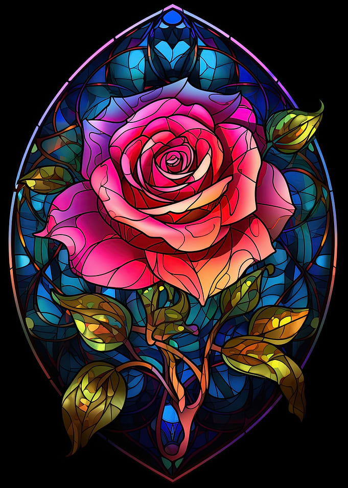 Red Rose Stained Glass