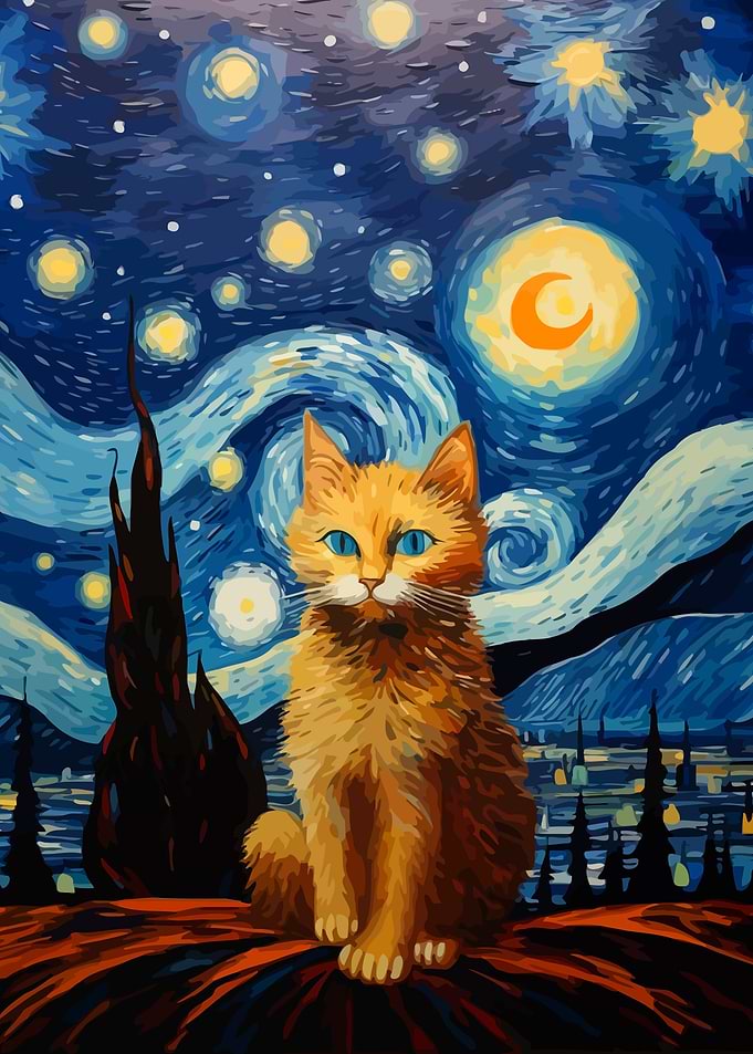 Starry Night Cat