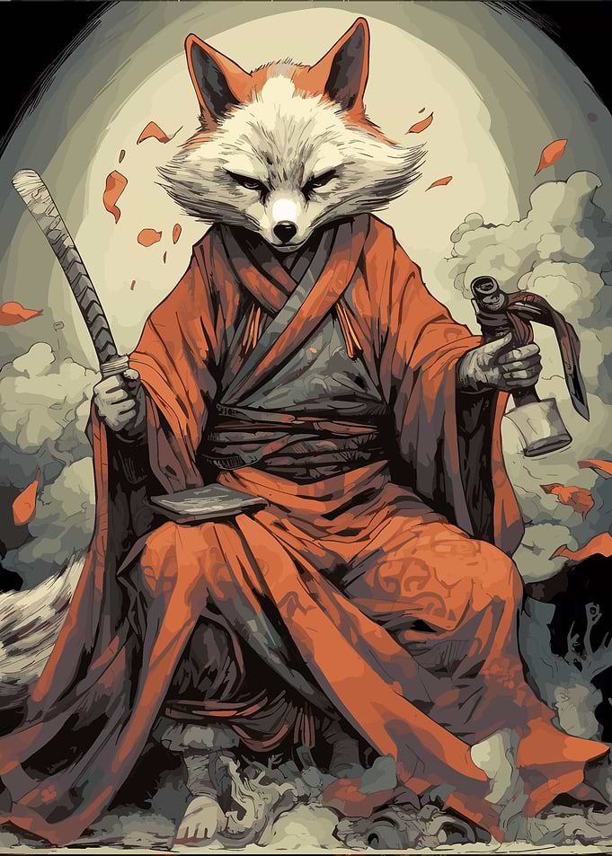 fox samurai animal