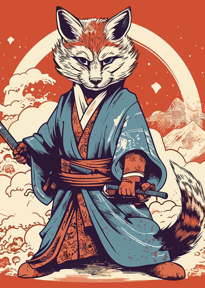 fox samurai animal