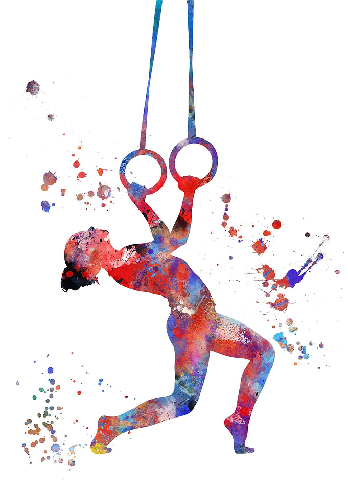 Girl on gymnastics rings