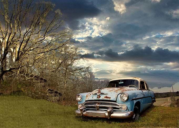 Rusted Car Abandoned Cabin