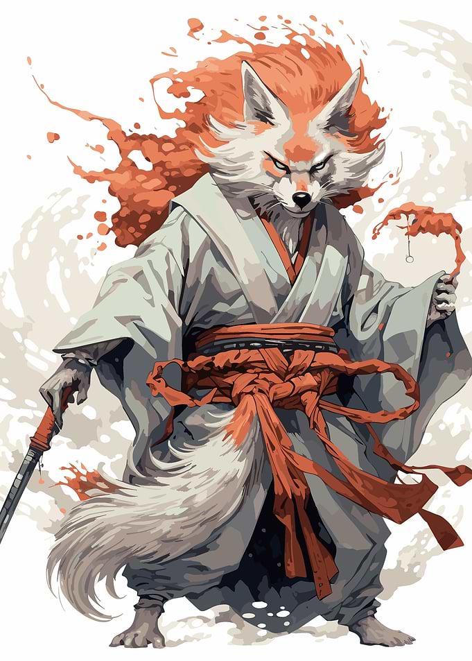 fox samurai animal