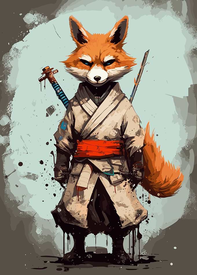 fox samurai animal