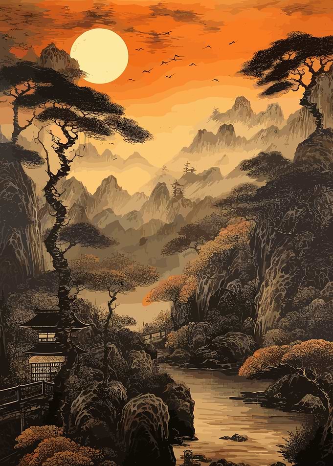 Moon Japanese Landscape
