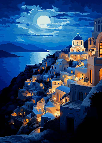 Santorini Pixel Art