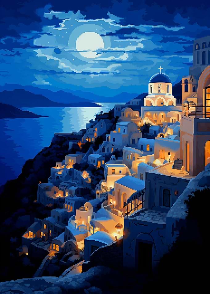 Santorini Pixel Art