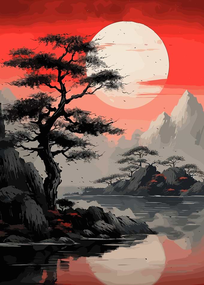 Moon Japanese Landscape
