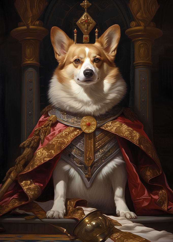 corgi dog king style