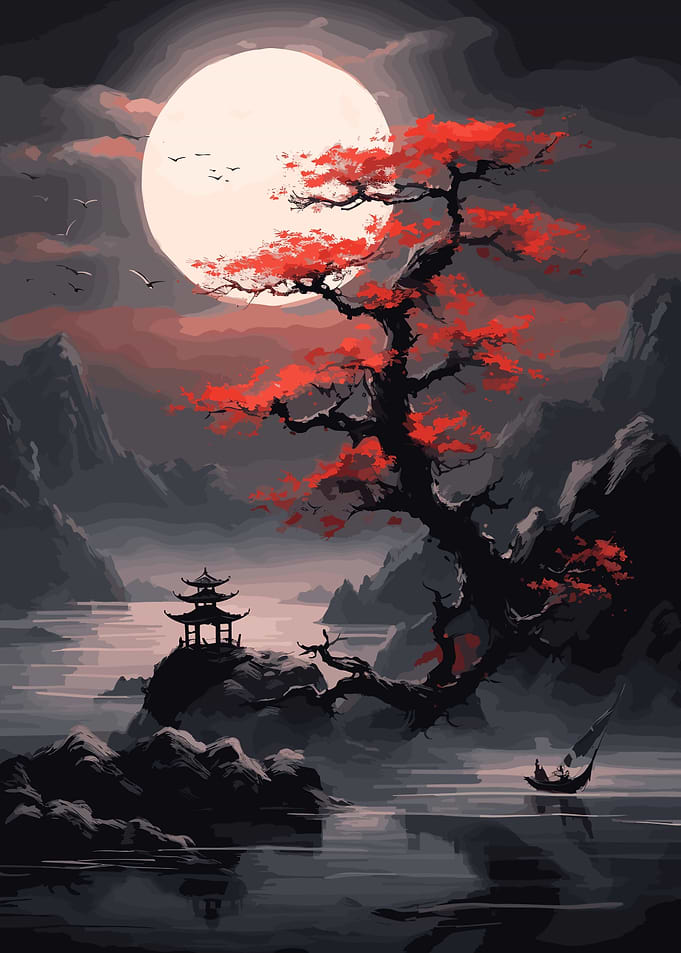 Moon Japanese Landscape