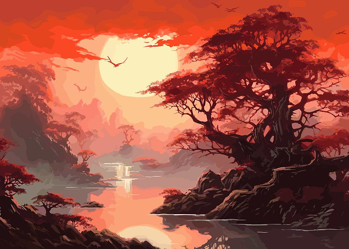 Moon Japanese Landscape