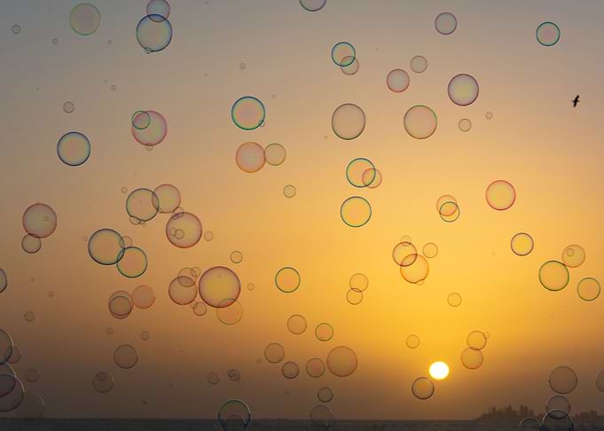 Colorful soap bubbles at s