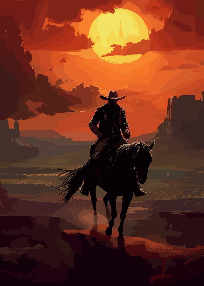 Lone Rider Sunset