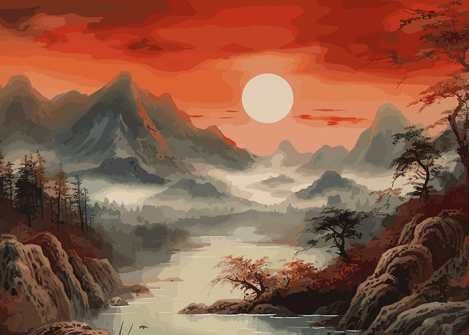 Moon Japanese Landscape