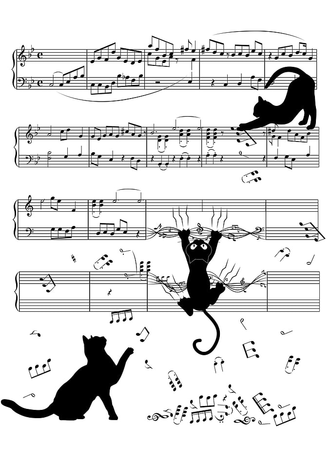 Cats Playing Music Teacher