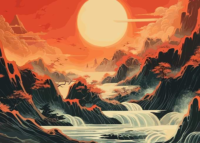 Moon Japanese Landscape