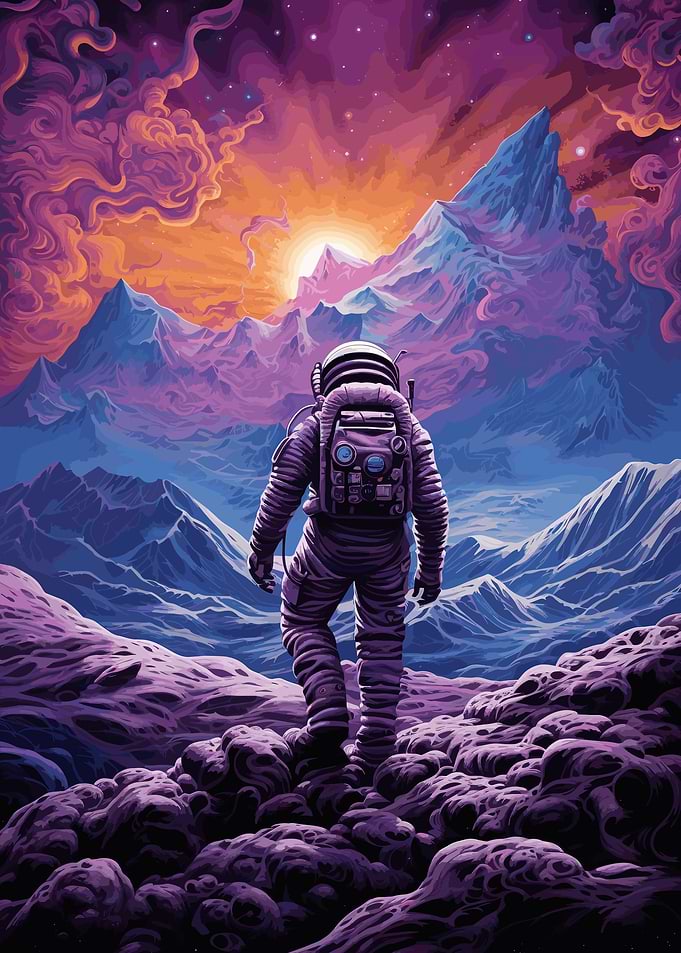 Astronaut On A Mountain