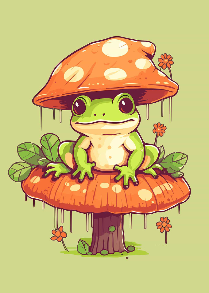 Frog Mushroom Cute