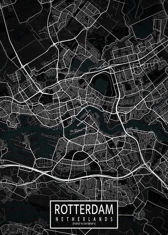 Rotterdam City Map Dark