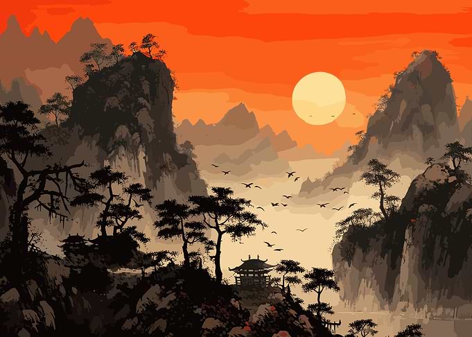 Moon Japanese Landscape