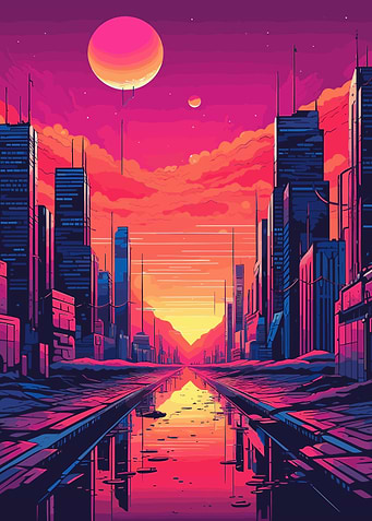 Beautiful Cityscape Sunset