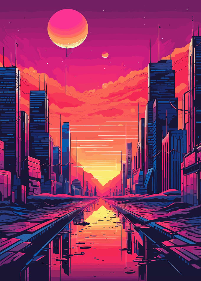 Beautiful Cityscape Sunset