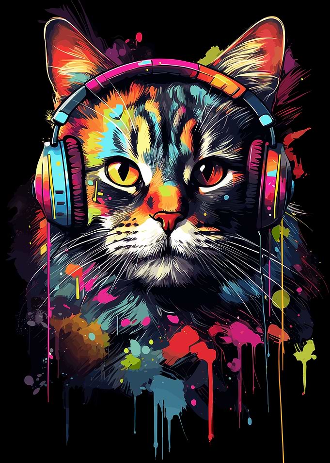 Cat With Headphones