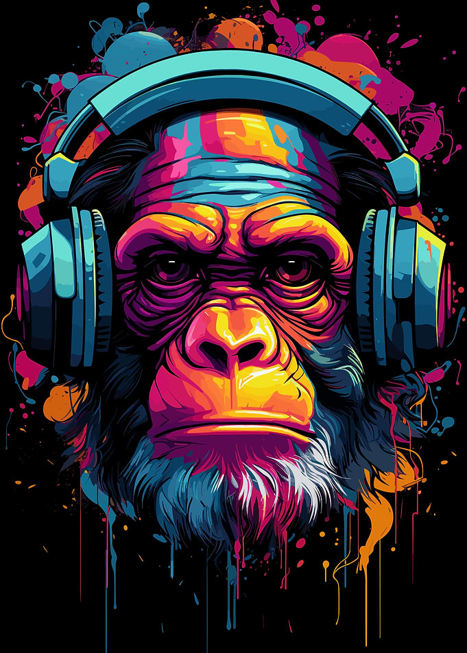 Gorilla With Headphones