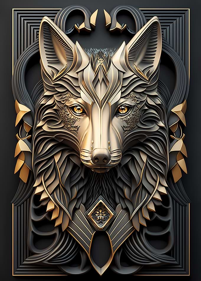 Golden King Wolf Elegant